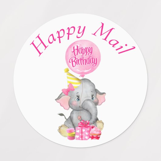 Elephant Happy Mail Étiquettes (Design 1)