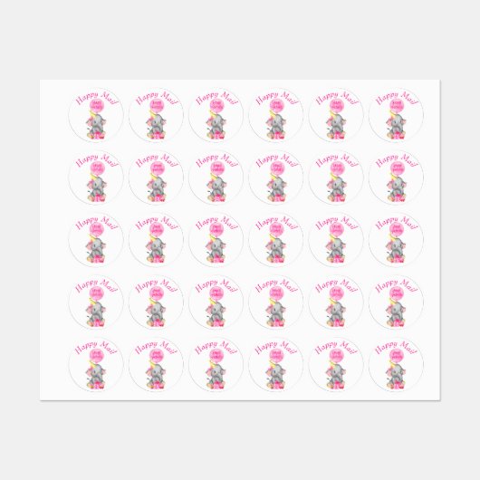 Elephant Happy Mail Labels (Vel)