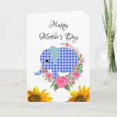 Elephant Happy Moederdag Folded Wenskaart Kaart (Voorkant)