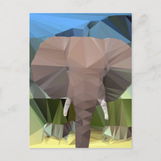 Elephant Head African Theme Low Poly Briefkaart