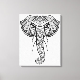 Elephant Head Doodle 11 Canvas Afdruk