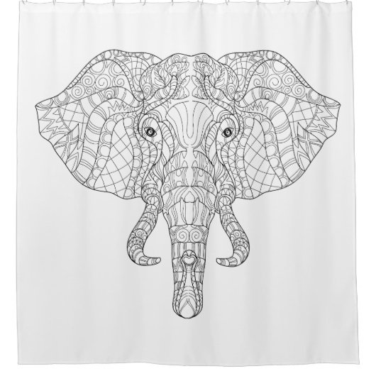 Elephant Head Doodle 2 Douchegordijn (Voorkant)