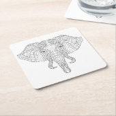 Elephant Head Doodle 2 Vierkante Kartonnen Onderzetter (Schuin)
