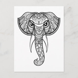 Elephant Head Doodle Briefkaart