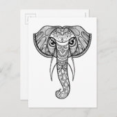 Elephant Head Doodle Briefkaart (Voorkant / Achterkant)