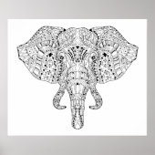Elephant Head Doodle Sketch 2 Poster (Voorkant)