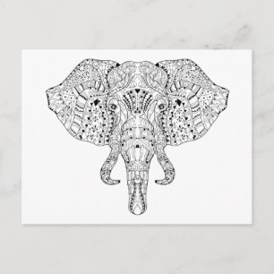 Elephant Head Doodle Sketch Briefkaart