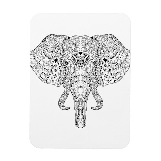 Elephant Head Doodle Sketch Magneet (Verticaal)