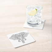 Elephant Head Doodle Sketch Vierkante Kartonnen Onderzetter (Insitu)