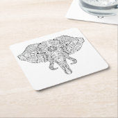 Elephant Head Doodle Sketch Vierkante Kartonnen Onderzetter (Schuin)