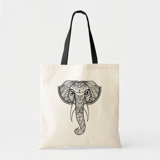 Elephant Head Doodle Tote Bag (Voorkant)