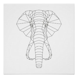 Elephant Head Geometric Black & White Moderne Art Perfect Poster