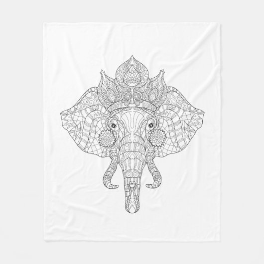 Elephant Head Zendoodle Fleece Deken (Voorkant)