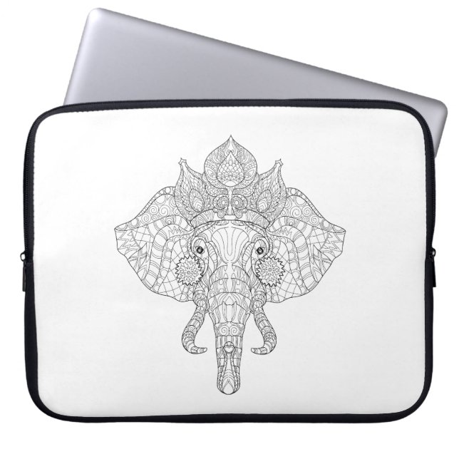 Elephant Head Zendoodle Laptop Sleeve (Voorkant)