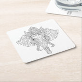 Elephant Head Zendoodle Vierkante Kartonnen Onderzetter (Schuin)