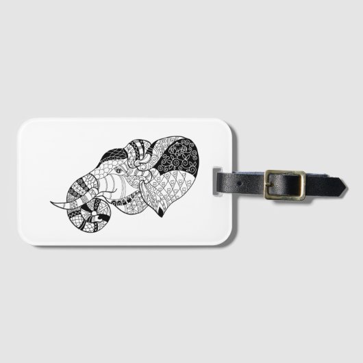 Elephant Head Zenstyle Doodle Bagagelabel (Voorkant (horizontaal))