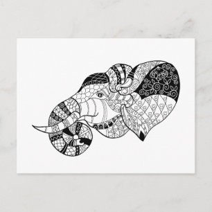 Elephant Head Zenstyle Doodle Briefkaart