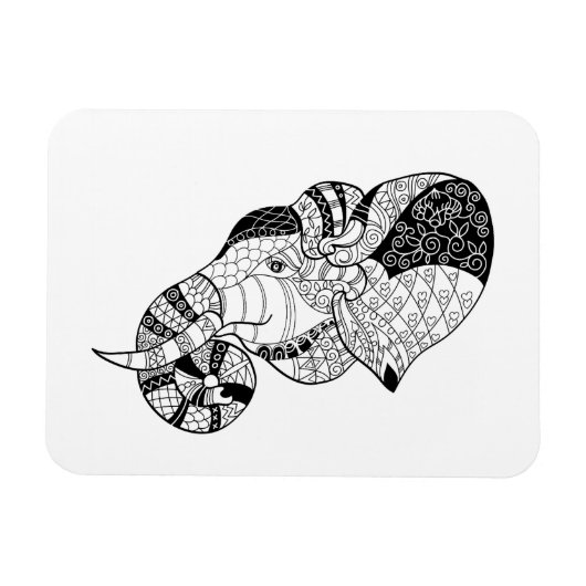 Elephant Head Zenstyle Doodle Magneet (Horizontaal)