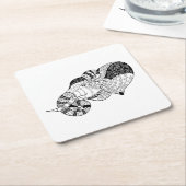 Elephant Head Zenstyle Doodle Vierkante Kartonnen Onderzetter (Schuin)