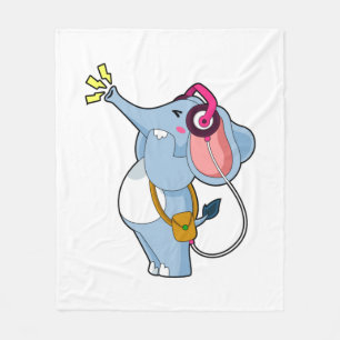 Elephant Headphone Music Fleece Deken