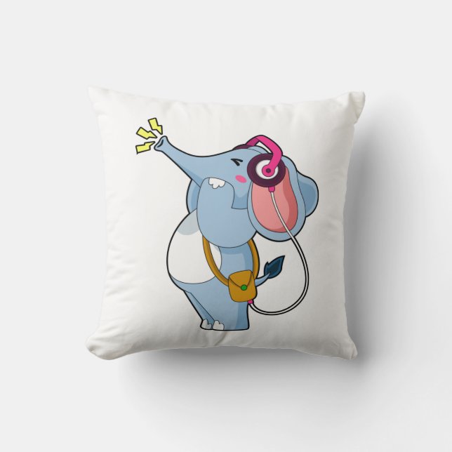 Elephant Headphone Music Kussen (Voorkant)