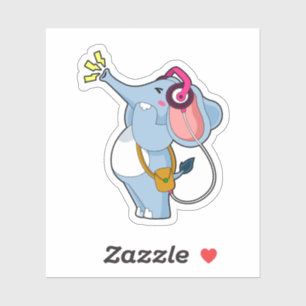 Elephant Headphone Music Sticker