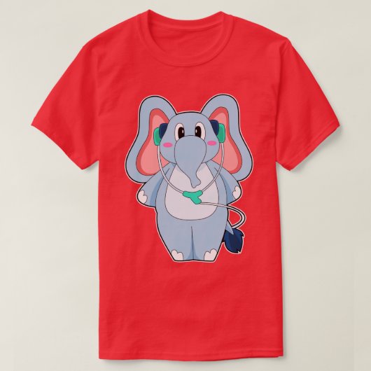 Elephant Headphone Music T-shirt (Design voorkant)