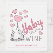 Elephant Hearts Baby shower Étiquette de vin (Étiquettes simples)