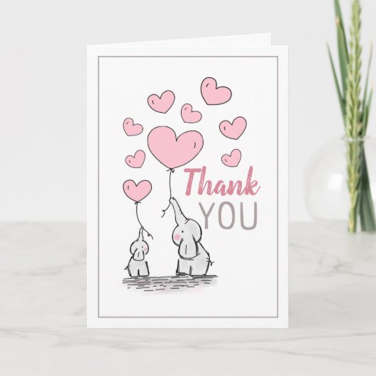 Elephant Hearts Baby shower Hartelijk dank (Voorkant)