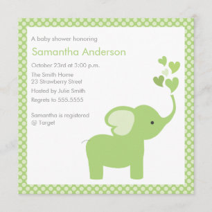 Elephant Hearts Baby shower Invitation - Boy/Girl Kaart