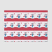 Elephant Hearts Pattern | Rood wittepapier Tissuepapier (Voorkant)