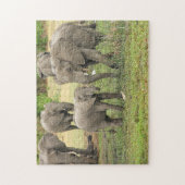 Elephant Herd Foto Puzzle Legpuzzel (Verticaal)