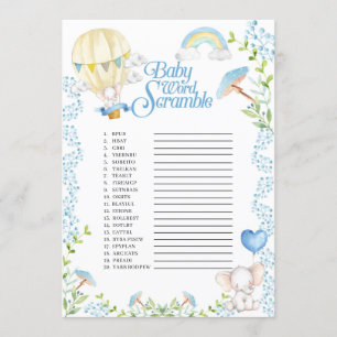 Elephant Hete Luchtballon Baby Woord Scramble Game Kaart