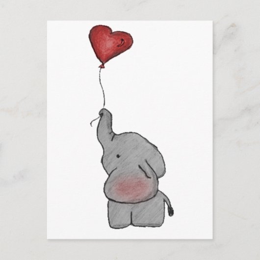 Elephant Holding ballon Briefkaart (Voorkant)