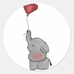 Elephant Holding ballon Ronde Sticker