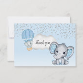 Elephant Hot Air Balloon Baby Boy Douche Merci (Devant)