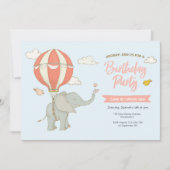 Elephant Hot Air Balloon Invitation Anniversaire (Devant)