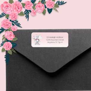 Elephant HotAir Ballon Baby shower Return Address Etiket