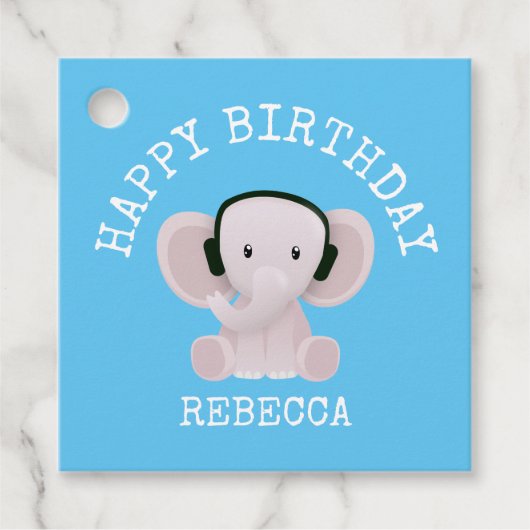 Elephant houdt van muziek bedankjes labels (Voorkant)