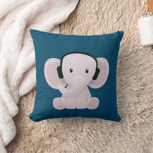 Elephant houdt van muziek kussen (Deken)