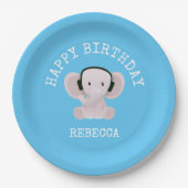 Elephant houdt van muziek papieren bordje (Voorkant)