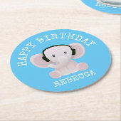 Elephant houdt van muziek ronde kartonnen onderzetter (Gebogen)