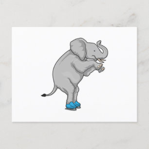 Elephant Ice skating Ice schaatsen Briefkaart