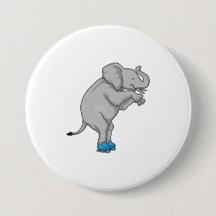 Elephant Ice skating Ice schaatsen Ronde Button 7,6 Cm
