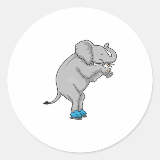 Elephant Ice skating Ice schaatsen Ronde Sticker (Voorkant)