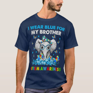 Elephant ik Draag blauw voor mijn broer autisme Aw T-shirt