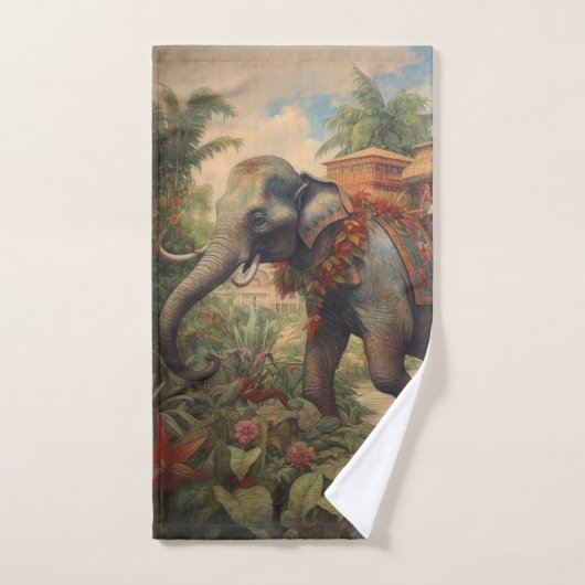 Éléphant impérial & Pavillon d'or Vintage (Serviette à main)