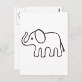 Elephant in Black and White Sketch Briefkaart (Voorkant / Achterkant)