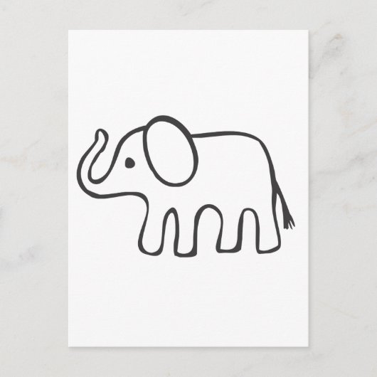 Elephant in Black and White Sketch Briefkaart (Voorkant)
