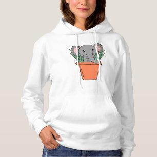Elephant in Blumentop Funny Elephant Planten Hoodie